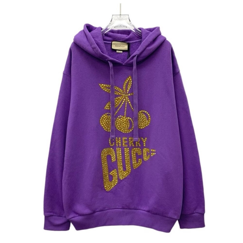 Gucci Vibrant Purple Hoodie with Gold Crystals - Never Worn - Size Medium